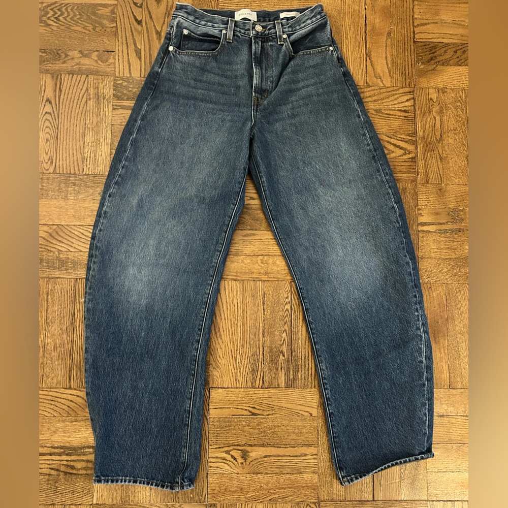 Frame The Bubble High Rise Barrel Leg Jeans